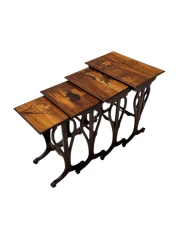 Art Nouveau Set of Four Nesting Tables by Emile Galle Nancy France, 1900s